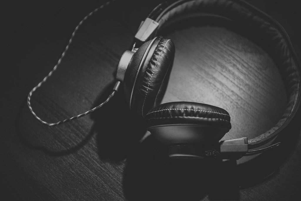 Studio headphones on a desk